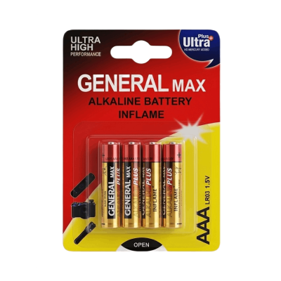 باطری آلکالاین نیم قلمی بسته 4 عددی GENERAL MAX