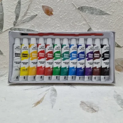 رنگ ویترای (شیشه) تیوپی 12 رنگ BOMEGA 12ML