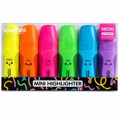 ست 6 عددی ماژیک هایلایت مینی گریپ دار نئون SCHOOLFANS 925004